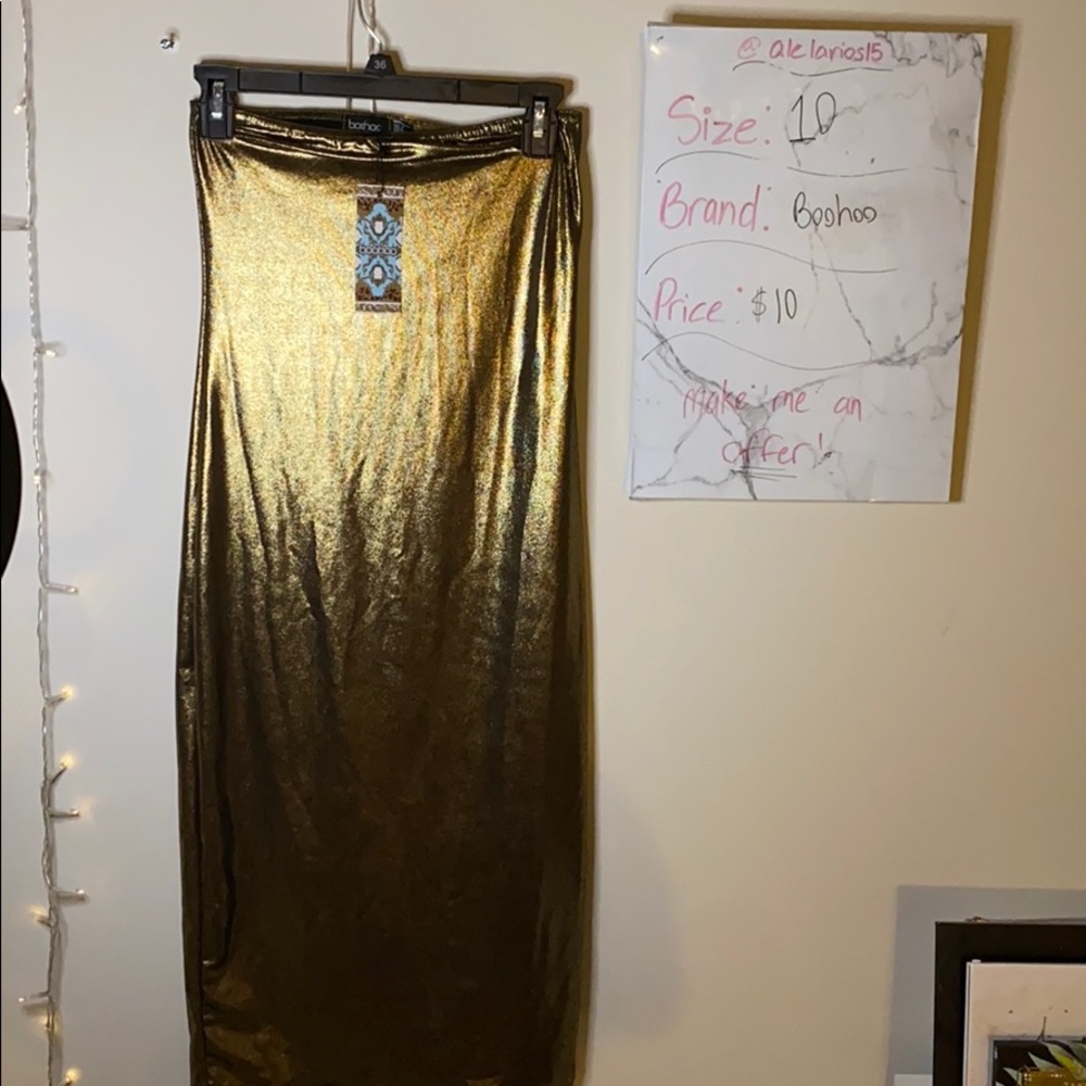 NWT gold strapless dress